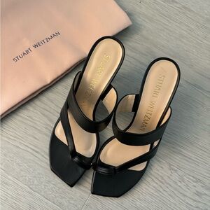 Stuart Weitzman Lyla 75 Mule Sandals in Black Size 7